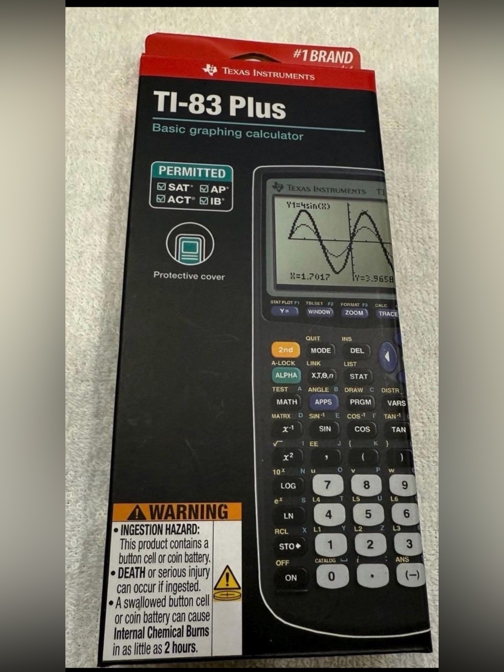 Texas Instrument TI 83 Plus Graphing
Calculator W Cover NEW
